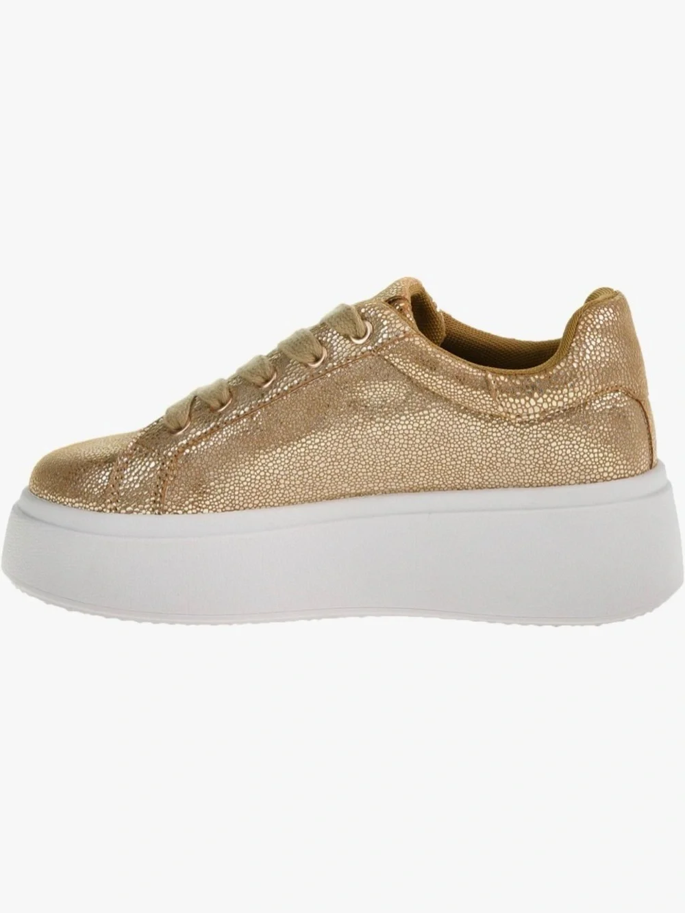 Dirty Laundry Record Metallic Champagne Gold Platform Sneakers NWB size 9